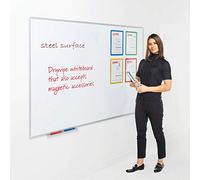 Wonderwall Large Magnetic Whiteboard | Dry-Wipe Ultra Smooth Steel Writing Surface 1800 x 1200mm, Clip on Pen Tray -Ideal for Office, School