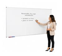 Wonderwall Large Non-Magnetic Whiteboard, 120 x 240cm, Double-Sided | Wall-mounted, Dry-Wipe Surface with Feint Grid on Reverse, Clip-on Pen Tray - Ideal for Office, School, Healthcare