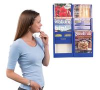 Wonderwall Leaflet Holder | Wall Mounted Leaflet Display & Dispenser | Expanda-Stand System | Holds up to 28 mm Brochures | Blue | 3 x A4 PVC Coloured Pockets