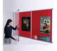 Wonderwall Lockable Notice Board 120 x 180cm, Red | Red lockable felt pin board with a secure hinged door, anti fade pinnable surface, ideal for corridors and public spaces