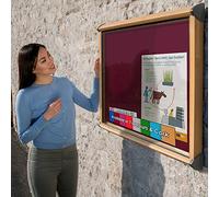 Wonderwall Lockable Outdoor Notice Board 105 x 118cm, Burgundy, Aluminium | Burgundy lockable felt pin board with a secure hinged door, anti fade pinnable surface, ideal for corridors and public spaces