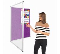 Wonderwall Lockable Tamperproof Fire Resistant Noticeboard Display Pinboard 120 x 90 cm with Door, 11 Colours to Choose from, incl. (Purple) - Office, School, Public Spaces