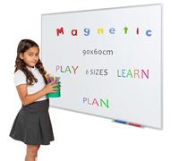 Wonderwall Magnetic Whiteboard, 900 x 600 mm, Smooth Dry-Wipe Surface, Wall-Mounted, Aluminium Frame with Clip-on Pen Tray- Ideal for Office, School, Home