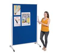 Wonderwall Mobile Blue Felt Double-Sided Noticeboard (Board Size: 180 x 120cm) with 3 Height Adjustments and Lockable Castor Wheels - Ideal for School, Office, Information Points