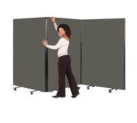 Wonderwall Mobile Divide & Display Screens 152 x 120cm, Grey | 3-panel mobile room divider screen, reversible double-sided panels, pin-friendly loop nylon fabric, accepts hook-and-loop