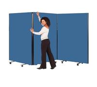 Wonderwall Mobile Divide & Display Screens 182.5 x 120cm, Blueberry | 3-panel mobile room divider screen, reversible double-sided panels, loop nylon fabric, accepts hook-and-loop