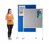 Wonderwall Mobile Grey Felt Double-Sided Display Noticeboards with 3 Height Adjustments and Lockable Castor Wheels (Board Size: 150 x 120cm) - Ideal for School, Office, Information Point