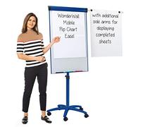 Wonderwall Mobile Magnetic Flipchart Easel, A1, 1000 x 680 mm, Dry-wipe Whiteboard, 2 Extendable Side Arms, Smart Blue Frame - Ideal for School, Office, Training, Presentation, Healthcare