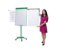 Wonderwall Mobile Magnetic Flipchart Easel, A1, 1000 x 680 mm, Dry-wipe Whiteboard, 2 Extendable Side Arms, Green Frame - Ideal for School, Office, Training, Presentation