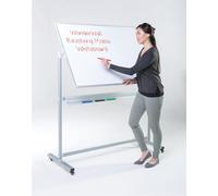 Wonderwall Mobile Magnetic Revolving Whiteboard, 900 x 1200 mm, Double-Sided Dry-Wipe Surface, Steel Frame with Integrated Pen Tray - Ideal for Office, School, Training