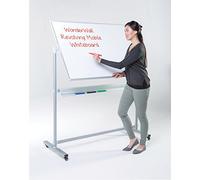 Wonderwall Mobile Revolving Whiteboard, 120 x 180 cm, Double-Sided, Non-Magnetic, Dry-Wipe Writing Surface, White Steel Frame with Pen-Tray - Ideal for School, Office, Training