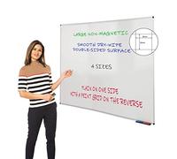 Wonderwall Non-Magnetic Whiteboard, 120 x 120 cm, Double-Sided Dry-Wipe Surface with Feint Grid on Reverse, Clip-on Pen Tray, Aluminium Framed - Ideal for Office, School, Healthcare