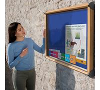 Wonderwall Outdoor Lockable Tamperproof Notice Board, Blue Display Showcase, 1050 x 752mm, Wood Effect Aluminium Frame, Takes 9 x A4 Posters- Forr Office, School, Information displays