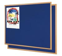 Wonderwall Premier Eco-Friendly Blue Felt Noticeboard, 90 x 60 cm, Light Oak Wooden Effect Frame, Pack of 2- Ideal for Office, School, Healthcare, Library