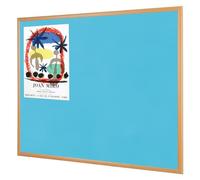 Wonderwall Premier Eco-Friendly Cyan Blue Felt Noticeboard, 90 x60 cm, Wooden Light Oak Wooden Effect Frame, 90 x 60 cm - Ideal for Office, School, Healthcare, Library