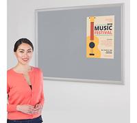 Wonderwall Premier Eco-Friendly Noticeboard Made from Recycled Materials|120x90cm Silver Effect Wooden Frame, 11 Colours to Choose from, in rey) for Office, School, Healthcare