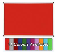 Wonderwall Premium Anti-Fade Noticeboard Pinboard - Aluminium Frame - 90 x 60cm with Discreet Corner fixings (RED Felt) - Ideal for Office, Classroom, Venues