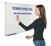 Wonderwall Premium Vitreous Enamel Steel Magnetic Whiteboard, 60 x 45cm, Drywipe, Aluminium Frame with Concealed Fixings & Clip on Pen Tray - Office, School, Healthcare