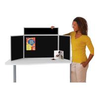 Wonderwall Tabletop Exhibition Folding 3 Panel Display Kit, Landscape, Lightweight, Black Pinboard, PVC Frame, Clip-on Header & Storage Bag, for Office, School, Exhibition, Info Hubs