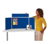 Wonderwall Tabletop Exhibition Folding 3 Panel Display Kit, Landscape, Lightweight, Blue Pinboard, Grey PVC Frame, Clip-on Header & Storage Bag, for Office, School, Exhibition, Info Hubs