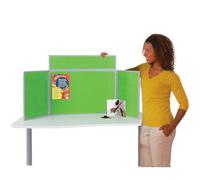 Wonderwall Tabletop Exhibition Folding 3 Panel Display Kit, Landscape, Lightweight, Grass Green Pinboard, PVC Frame, Clip-on Header & Storage Bag, for Office, School, Exhibition, Info Hubs