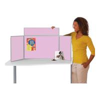 Wonderwall Tabletop Exhibition Folding 3 Panel Display Kit, Landscape, Lightweight, Lilac Pinboard, PVC Frame, Clip-on Header & Storage Bag, for Office, School, Exhibition, Info Hubs