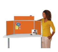 Wonderwall Tabletop Exhibition Folding 3 Panel Display Kit, Landscape, Lightweight, Orange Pinboard, PVC Frame, Clip-on Header & Storage Bag, for Office, School, Exhibition, Info Hubs