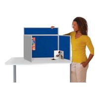 Wonderwall Tabletop Exhibition Folding 3 Panel Display Kit, Landscape, Lightweight, Royal Blue/Grey Pinboard, PVC Frame, Clip-on Header & Storage Bag, for Office, School, Exhibition, Info Hubs