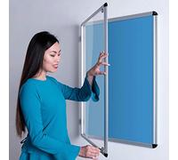 Wonderwall Tamperproof Lockable Noticeboard 120 X 90 cm with 2 Matching Safety Locks & Keys | Pinboard Dispay Board - 12 Colours to Choose from Including (Light Blue) - Office, School