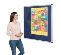 Wonderwall Tamperproof Lockable Noticeboard, Dark Blue, 90 x 90 cm, Fire Resistant Display Pinboard, Aluminium Frame, 2 Safety Locks, 5 Colours to Choose from - Ideal for School, Indoor Public Spaces