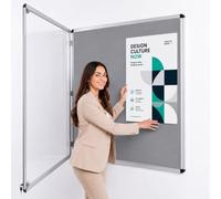 Wonderwall Tamperproof Lockable Noticeboard, Grey Felt, 120 x 120 cm