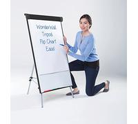 Wonderwall Tripod Magnetic Flipchart Easel, Fully Height Adjustable, Ultra Smooth Dry-Wipe Whiteboard Surface- (H) 1000 x (W) 680mm - Ideal for Office Presentation, School, Training Venues