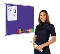 Wonderwall Vibrant Aluminium Framed Noticeboard - 900 x 600 mm, Violet Loop Nylon Pinboard, Aluminium Frame with Concealed Fixings - 6 Bright Colours to Choose from - for Office, Home, School