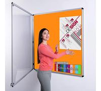 Wonderwall Vibrant Tamperproof Lockable Noticeboard 120 X 90 cm with 2 Matching Safety Locks & Keys -12 Colours to Choose from Including (Sunset) - Ideal for Office, School, Information Hub