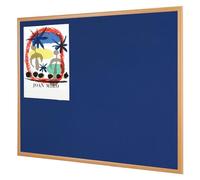 Wonderwall Wall Mounted Blue Felt Noticeboard, Wooden Frame, Light Oak, Eco-Friendly - Light Oak Effect Frame - 90 x 60 cm - Ideal for Office, School Display.
