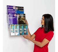 Wonderwall Wall Mounted Leaflet Holder | Literature Display | 4 x A4 + 4 x 1/3 A4 | Clear Pockets | Expanda-Stand System | Ideal for Reception Areas