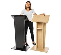 Wonderwall Wooden Black Pedestal Lectern, Podium Stand with a Shelf, Ready Assembled | 2 colours to choose from - Ideal for Speech Presentation, Hospitality, Reception