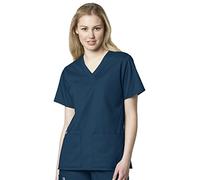 WonderWink 101ACARISM WonderWORK Women's V-Neck Top, Caribbean Blue, Standard-S Size