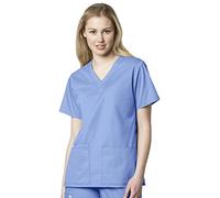 WonderWink 101ACEILSM WonderWORK Women's V-Neck Top, Ceil Blue, Standard-S Size