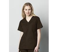 WonderWink 101ACHOCSM WonderWORK Women's V-Neck Top, Chocolate, Standard-S Size