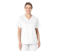 WonderWink 101AWHITSM WonderWORK Women's V-Neck Top, White, Standard-S Size