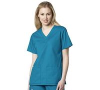 WonderWink 101XTEAL2XL WonderWORK Women's V-Neck Top, Teal Blue, Extended-2XL Size