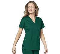 WonderWink 102XHUNT5XL WonderWORK Women's Mock Wrap Top, Hunter Green, Extended-5XL Size