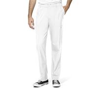 WonderWink 5355TXWHIT2XT W123 Men's Flat Front Cargo Pocket Pant, White, Tall Extended-2X Size