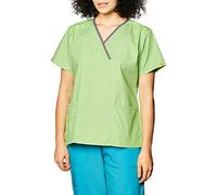 WonderWink 6026AGAPMD Origins Women's Charlie Fit Y-Neck Mock Wrap Top, Green Apple, Standard - Medium