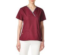 WonderWink 6026XWIN3XL Origins Women's Charlie Fit Y-Neck Mock Wrap Top, Wine, Extended - 3X Large