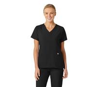 WonderWink 6155XBLAC3X W123 Women's Stylized V-Neck Top, Black, Extended-3X Size