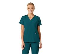WonderWink 6155XCARI4X W123 Women's Stylized V-Neck Top, Caribbean Blue, Extended-4X Size