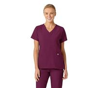 WonderWink 6155XWINE3X W123 Women's Stylized V-Neck Top, Wine, Extended-3X Size