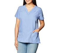 WonderWink 6214YCBL4XL Four-Stretch Women's V-Neck Top, Ceil Blue, Big Extended-4XL Size